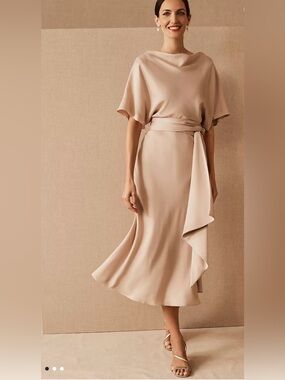 BHLDN | Dresses | Nwt Bhldn Francesca Highneck Stretch Satin Midi Dress |  Poshmark